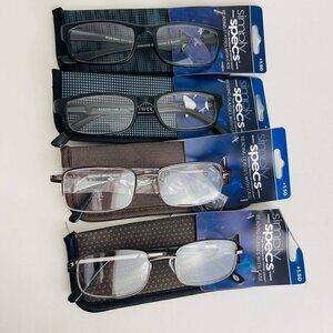 RG0348 Lot of 4 Simply Specs Mens' Reading Glasses Black, Silver With Case +1.50